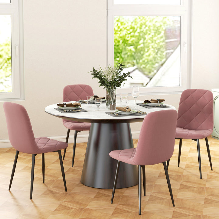 Spisestuestole sæt med 4 køkkenstole med ryglæn, fløjlslook, lænestole 45 x 54 x 87 cm pink