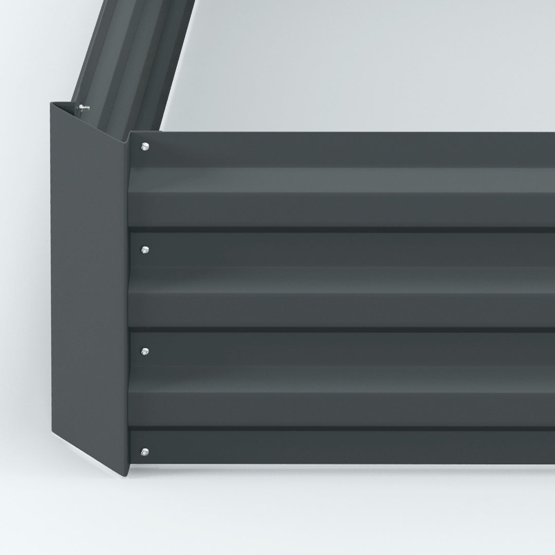 Sæt med 2 plantekasser, blomsterpotter, blomsterpotter til have, terrasse, galvaniseret stål, 100 x 100 x 30 cm, mørkegrå