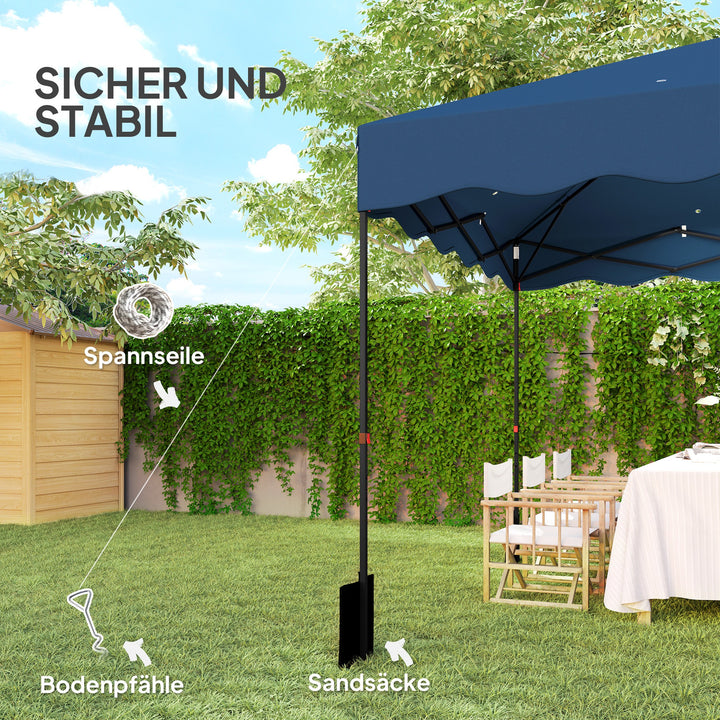 3 X 3 m pop-up pavillon, højdejusterbart havetelt, med rullepose, til have, terrasse, metal, stof, mørkeblå
