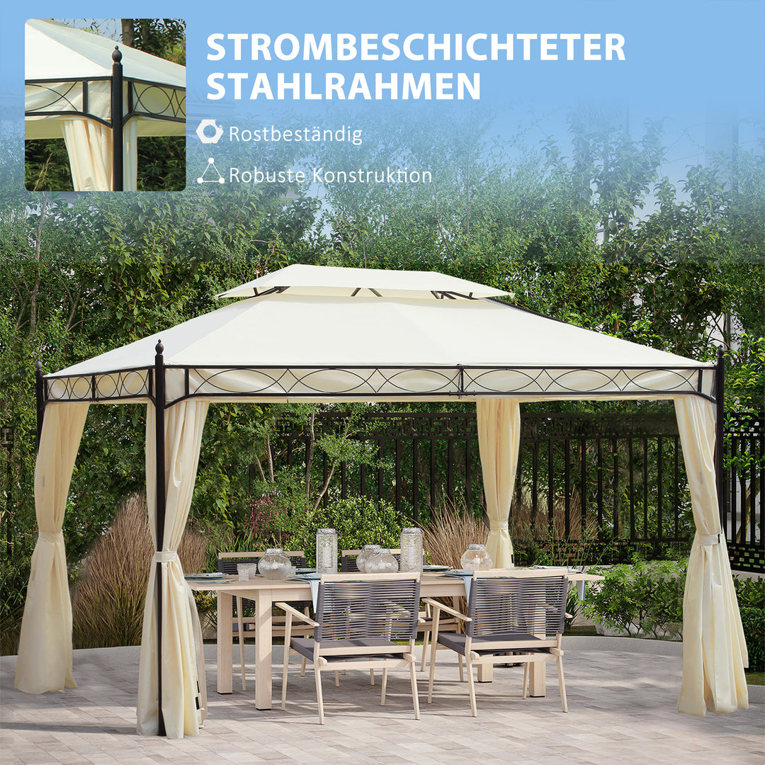 Luksus pavilion have pavilion festtelt marquee havetelt pagoda 3x4 m creme