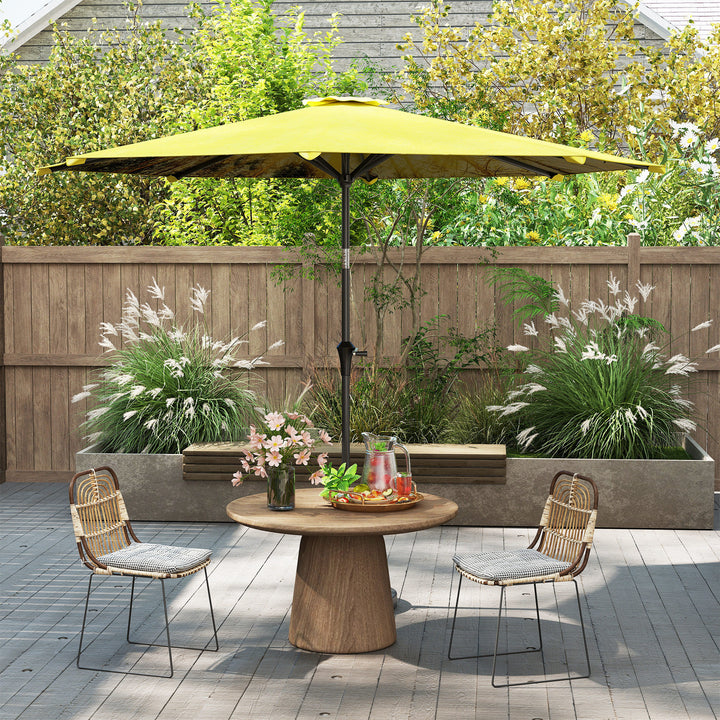 Parasol 300 cm, parasol med håndsving, ottekantet balkonparasol gul
