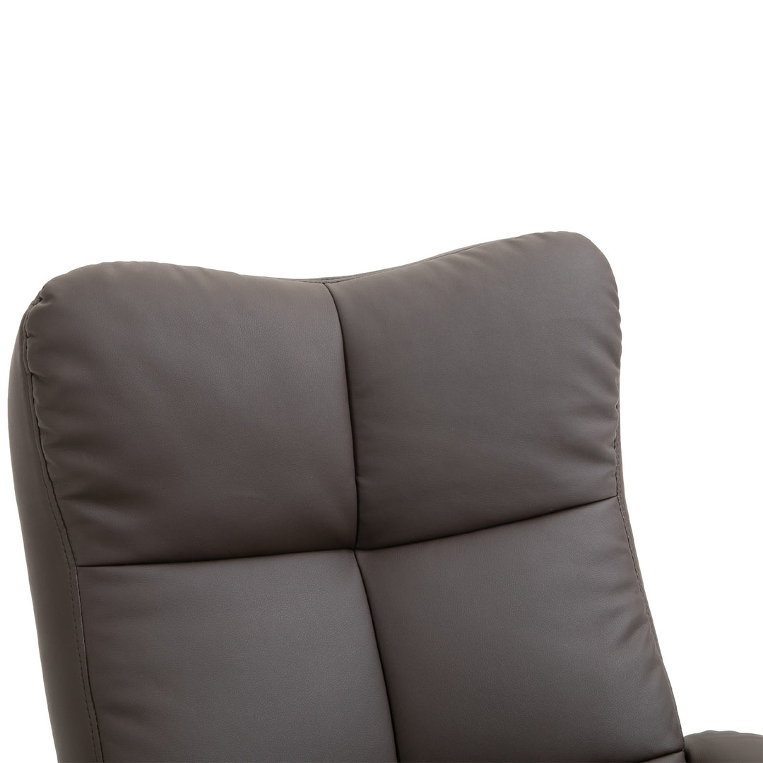 Afslappende lænestol med lænefunktion massagestol med fodskammel tv-stol tv-stol 145° vipbar lænestol ergonomisk stol med 10 vibrationspunkter kunstlæder brun 80 x 86 x 99 cm