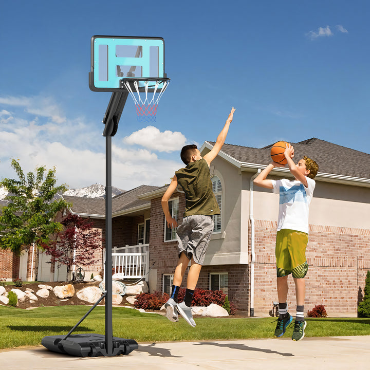 Basketballkurv, 146-236 cm højdejusterbar, basketballstativ, rullebar, stål, plastik, sort