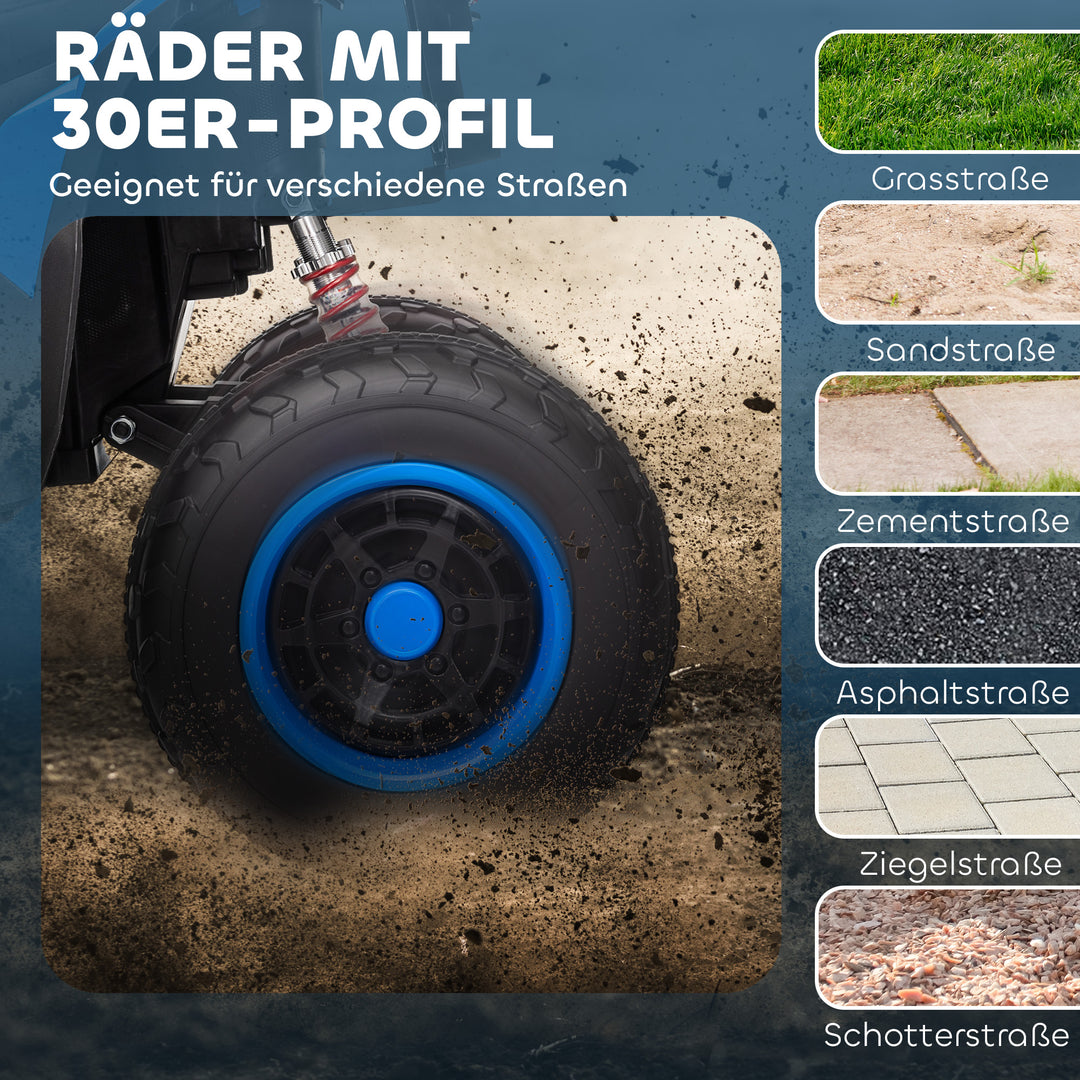 Elektrisk ATV til børn, 3-6 km/t, LED-forlygter, musik, USB, til alderen 3-8, blå
