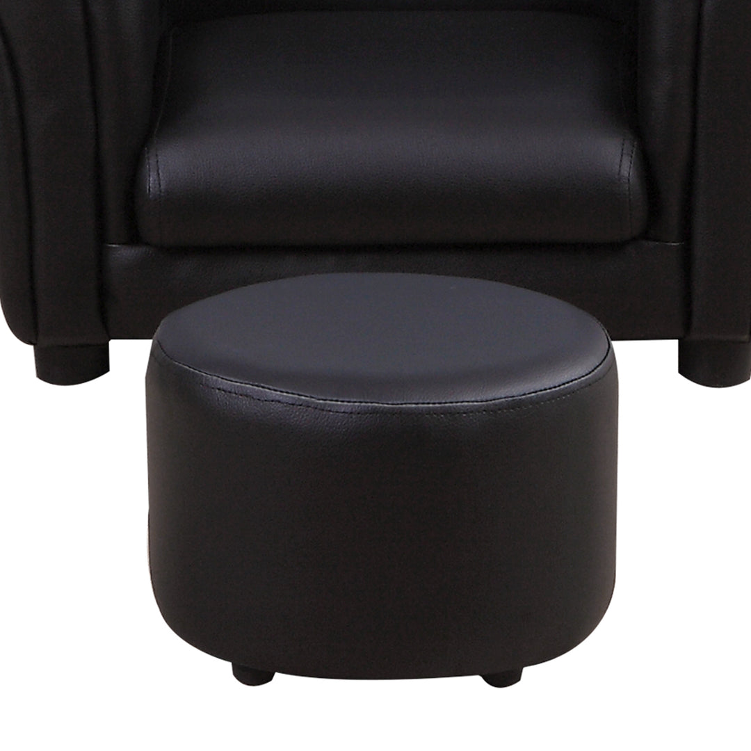 Børnelænestol med fodskammel, børnesofa, børnesofa, minisofa til 1,5-3 år gamle børn, børnemøbler, træ, sort, 54 x 42 x 41 cm