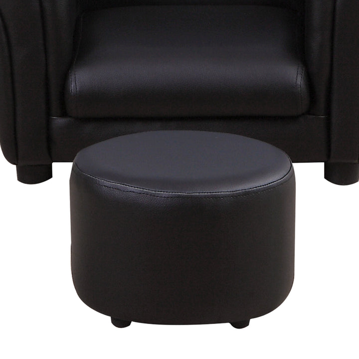 Børnelænestol med fodskammel, børnesofa, børnesofa, minisofa til 1,5-3 år gamle børn, børnemøbler, træ, sort, 54 x 42 x 41 cm
