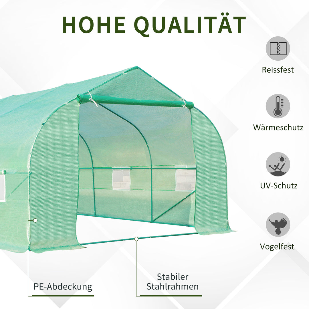Foliedrivhus, polytunnel, drivhus, kold ramme, plantehus, tomathus, gavltag, 595 × 300W × 200H cm