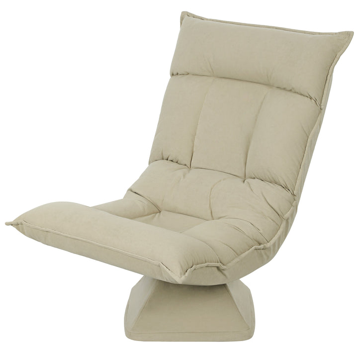 Gulvstol med 5-vejs justerbar ryglæn, drejelig, moderne polstret stol, beige