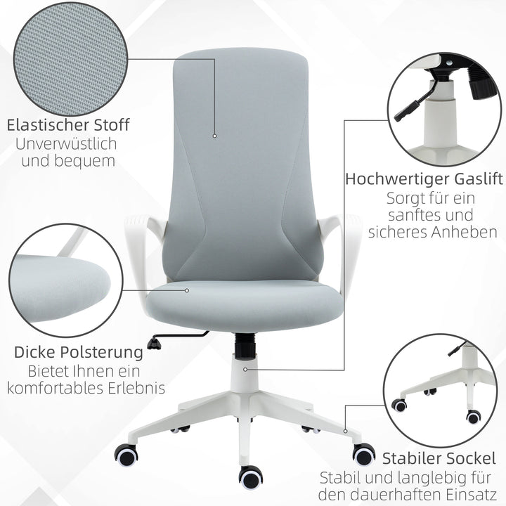Kontorstol med vippefunktion, højdejusterbar, op til 120 kg, ergonomisk, drejelig, 62 x 56 x 110-119,5 cm, lysegrå