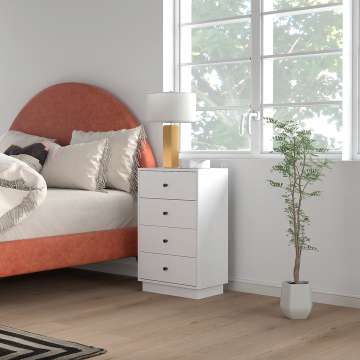 Kommode med 7 skuffer i træ i moderne stil 47 x 29 x 75 cm hvid