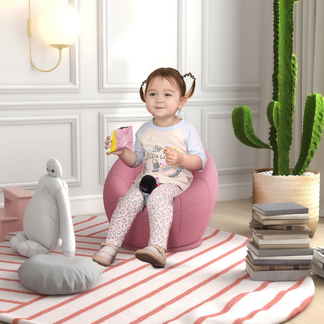 Børnelænestol børnemøbler børneskammel, teddy fleece, 60 cm x 56 cm x 48 cm, pink