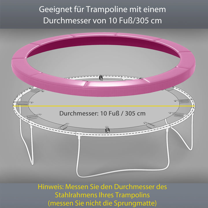 Reservekantbetræk til trampoliner, vandtæt, rivefast, Ø305 cm, pink