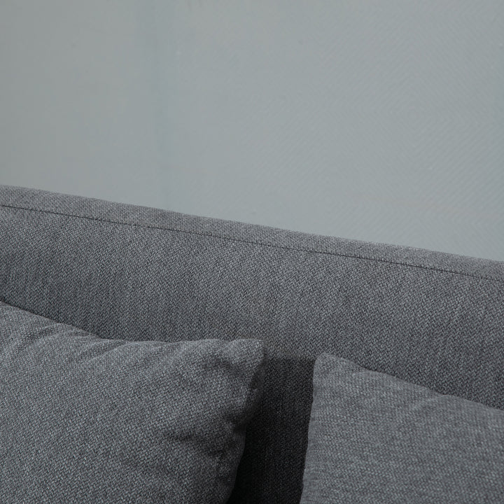 2-personers sofa med 2 puder, lille loveseat med fløjlstop, moderne polstret sofa til stue, soveværelse, lille værelse, grå 130 x 70 x 80 cm