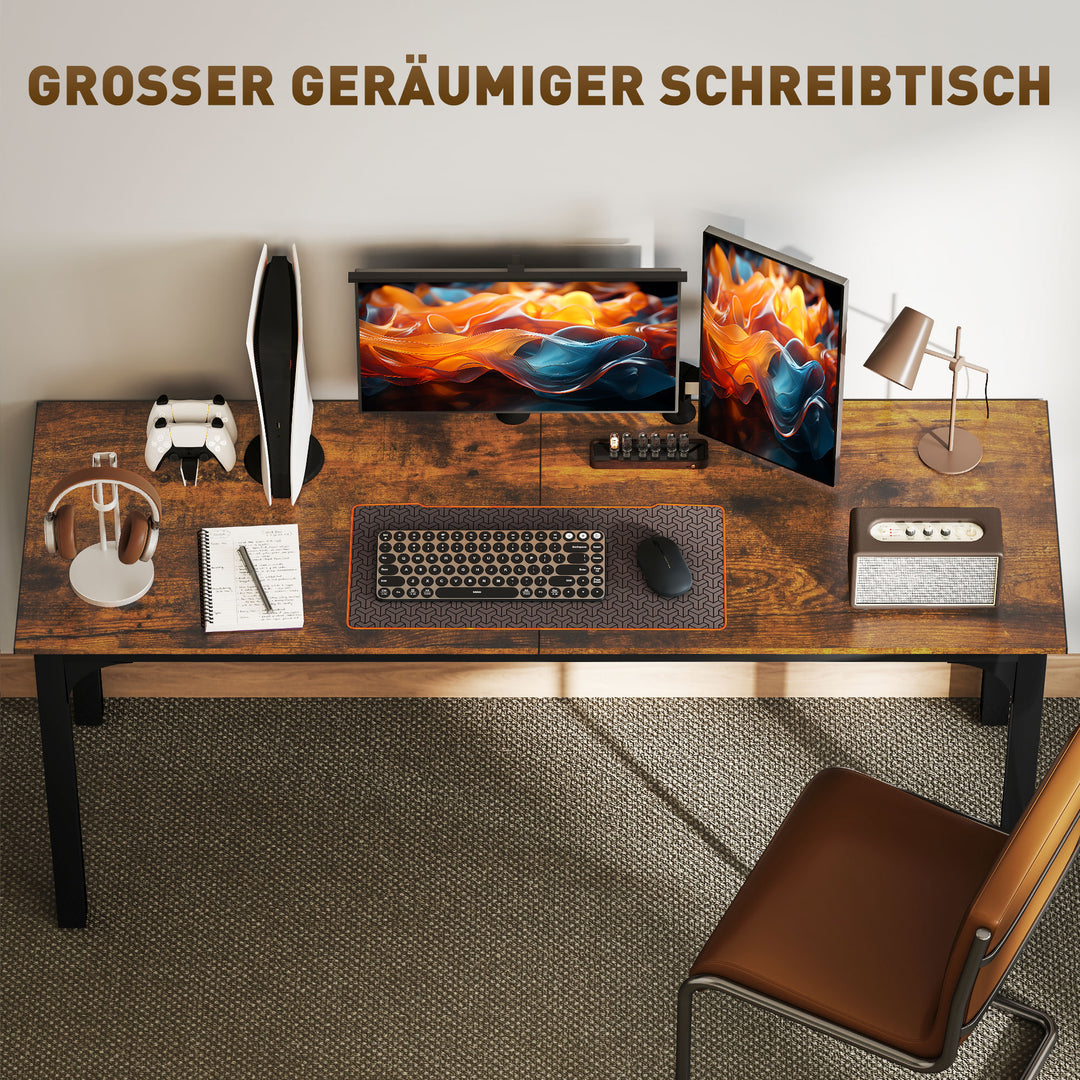 Skrivebord, computerbord, rustikt design, masser af plads, spånplade, brun