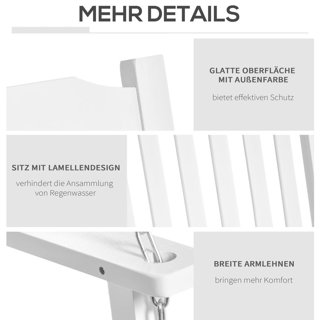 Havegynge til 2 personer, gyngebænk, hængebænk, massivt træ, terrasse, baghave, hvid, 117 x 69 x 60 cm