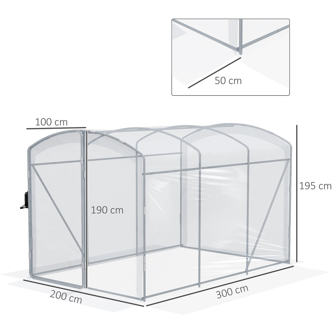 Tunneldrivhus, walk-in, transparent film, galvaniseret stålramme, 3 x 2 x 2 m