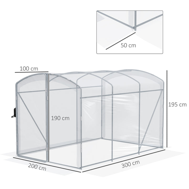 Tunneldrivhus, walk-in, transparent film, galvaniseret stålramme, 3 x 2 x 2 m