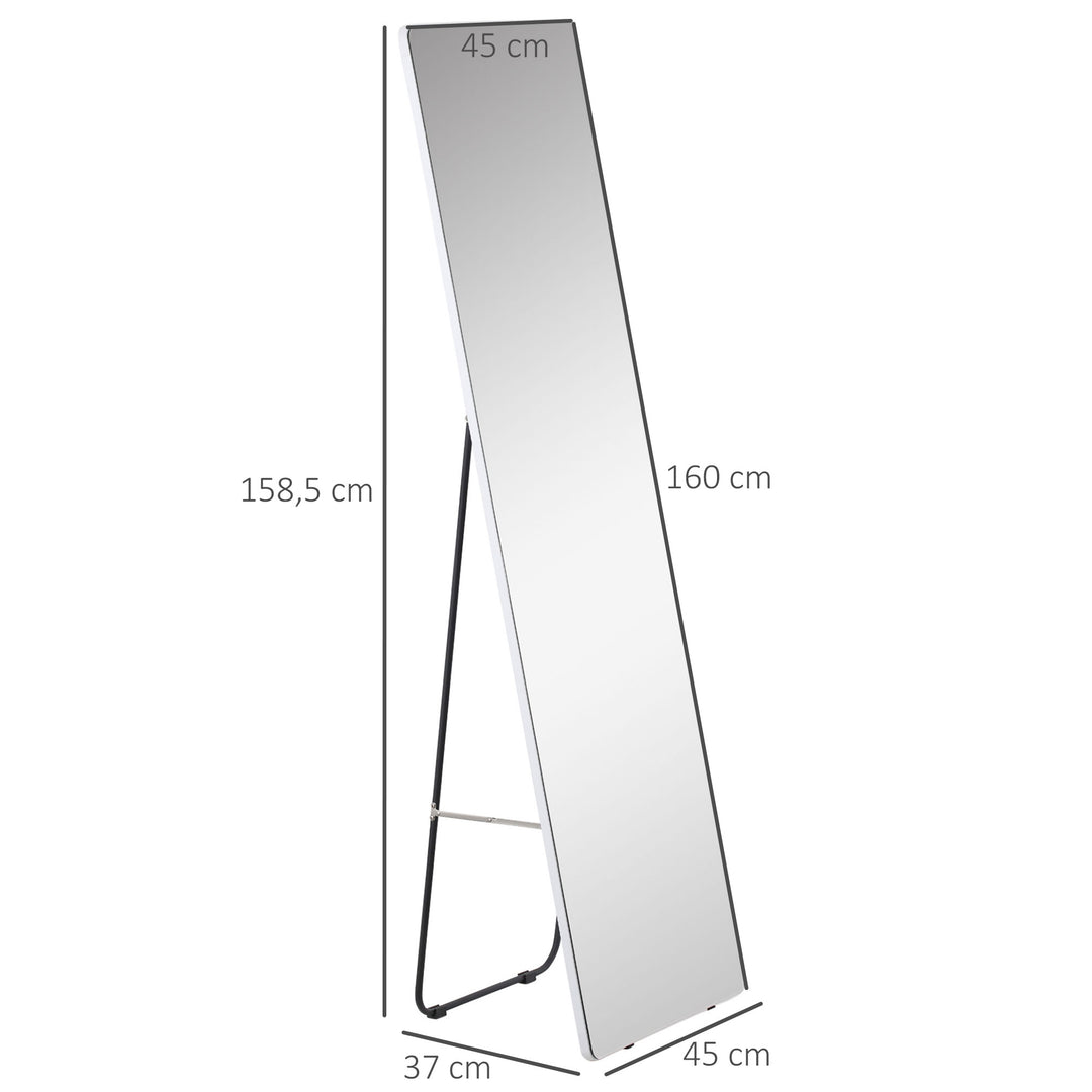 Stående spejl vægspejl fuld figurspejl, aluminium, 45 cm x 37 cm x 158,5 cm, sølv