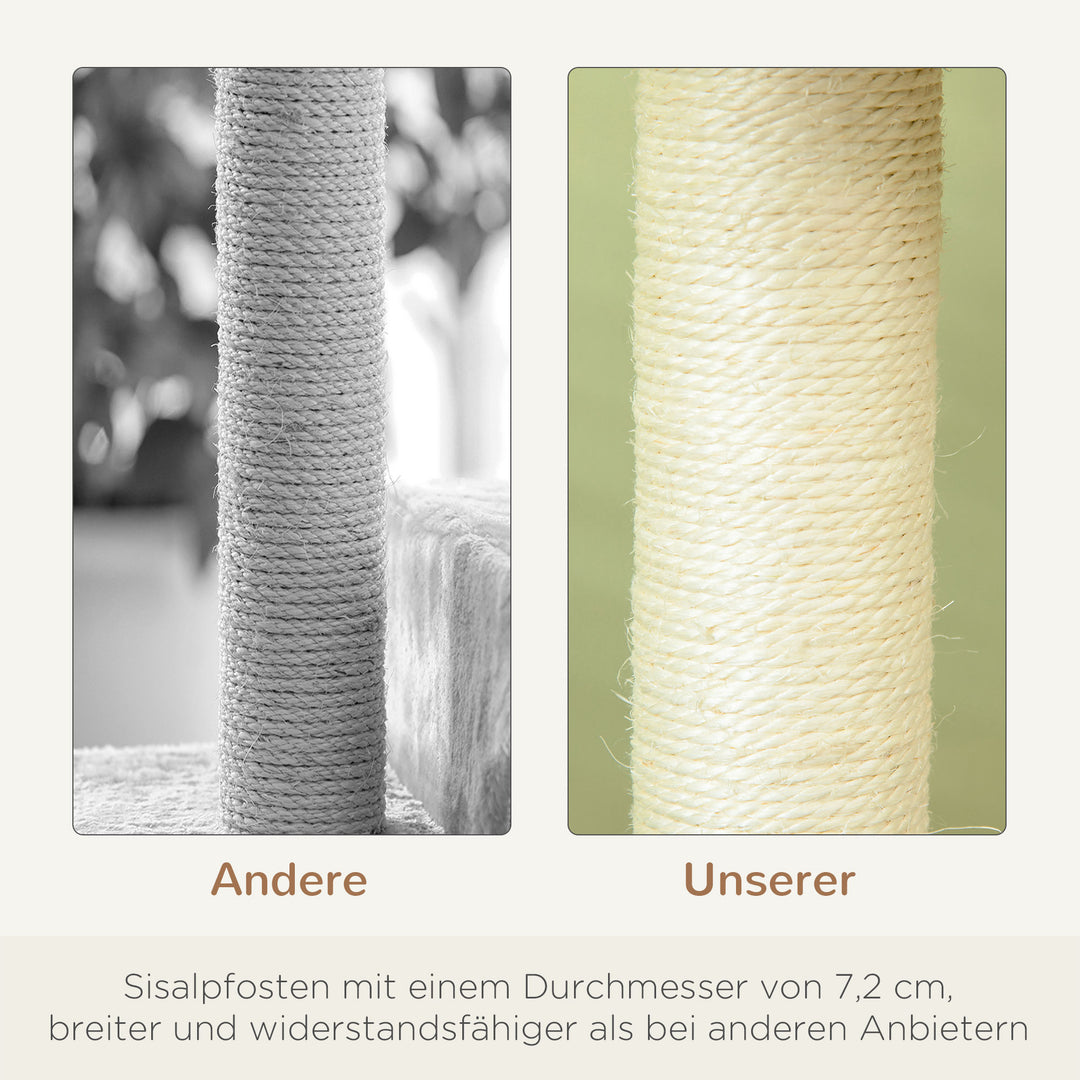 Kradsetræ 100 cm kattetårn med sisalstolper, stor platform, kradsetræ i flere niveauer, klatretræ, til små og mellemstore katte, beige
