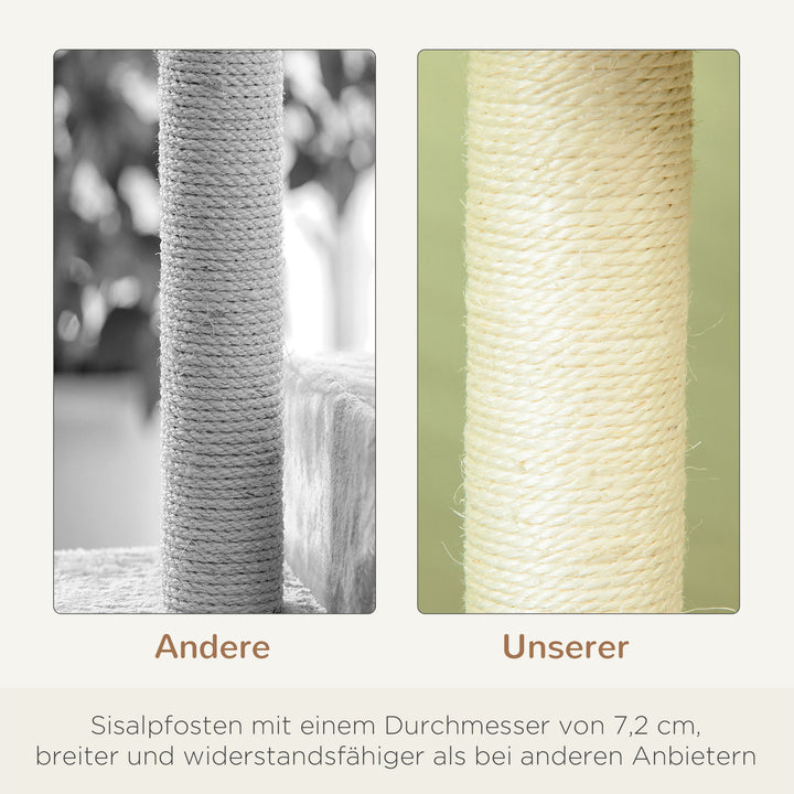Kradsetræ 100 cm kattetårn med sisalstolper, stor platform, kradsetræ i flere niveauer, klatretræ, til små og mellemstore katte, beige