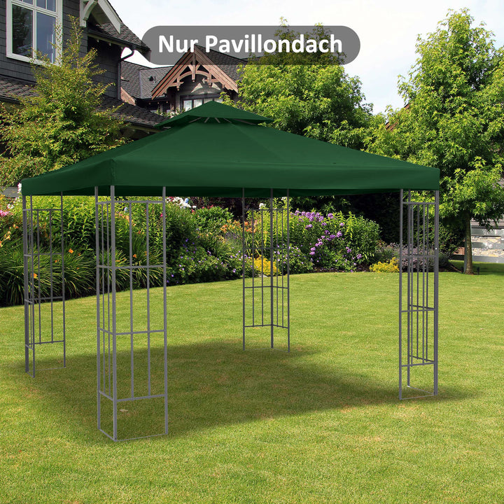 Udskiftningstag til pavillon 3x3m vandafvisende pavillontag til metalpavillon pavillon udskiftningstag havepavillon festtelt havetelt polyester mørkegrøn