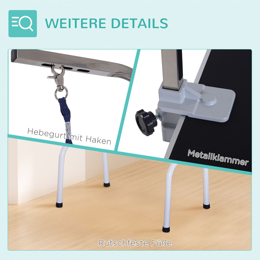 Trimmebord sammenklappeligt plejebord til hunde og katte metal sort 81 x 48,5 x 80 cm
