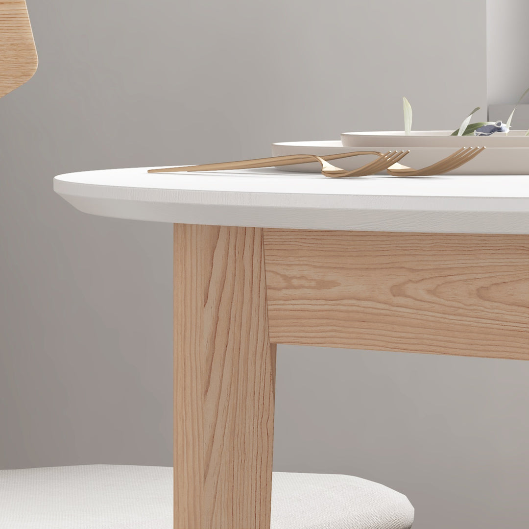 Spisebord, køkkenbord, rundt bord, skandinavisk design, 75 cm x 75 cm x 76 cm, hvid + natur