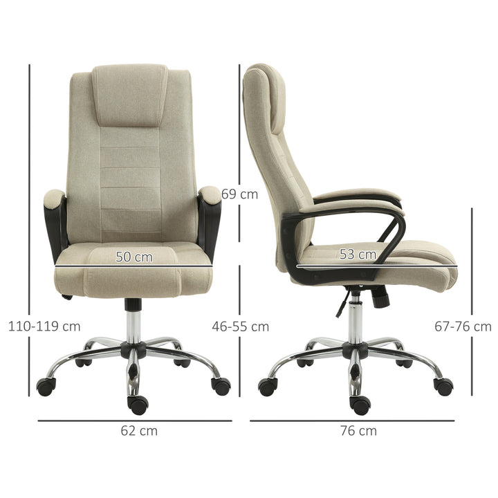Kontorstol i linnedlook, højdejusterbar, gyngefunktion, 5 hjul, beige