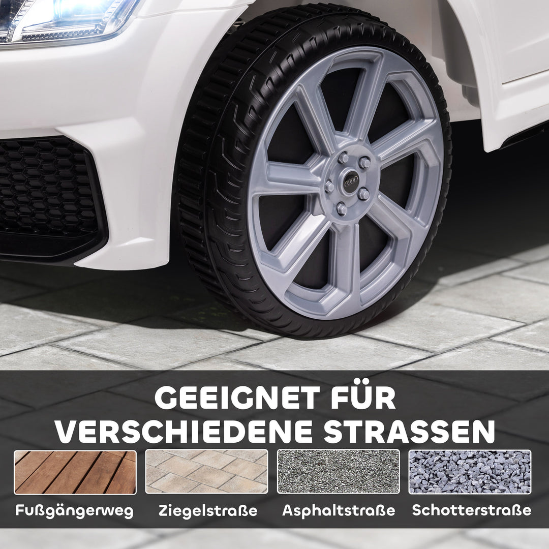 Elbil til børn, audi tt rs roadster, 3 km/t, fjernbetjening, led, usb, hvid
