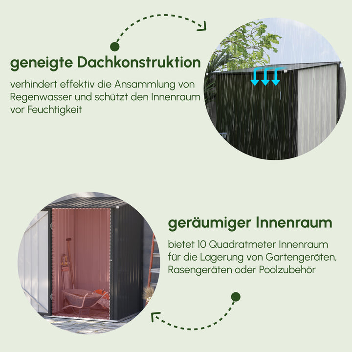 Stålredskabsskur 100 x 103 x 160 cm mørkegrå