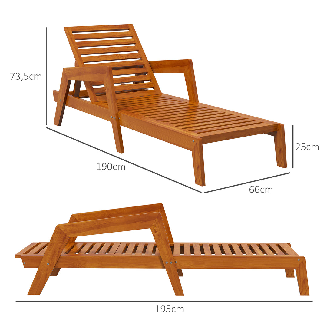 Solseng, havestol, træstol, massivt træ, 66 cm x 190 cm x 73,5 cm, orange