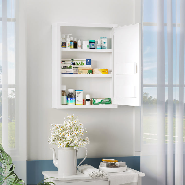 Kleankin medicinskab, 3 rum, aflåseligt, med receptrum, robust stålkabinet, hvid, 40 x 15 x 53,5 cm
