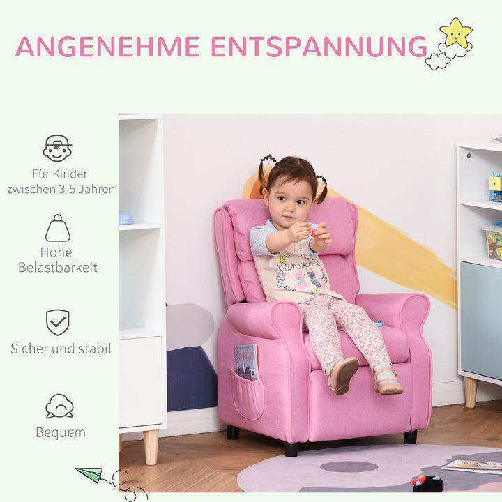 Børnesofa børnesofa børnestol lænestol justerbar med fodstøtte til 3-5 år drenge og piger pink 58 x 53 x 70 cm