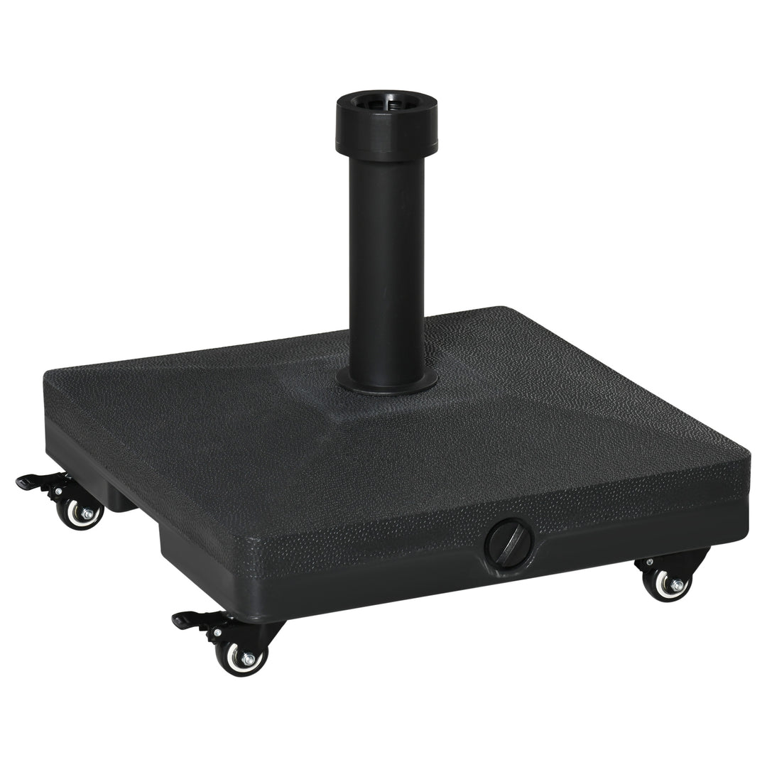 Parasolfod, fyldbar op til 20 kg, parasol med hjul, parasolstativ til parasolstænger 22-38 mm, parasolfod til have, terrasse, balkon, sort