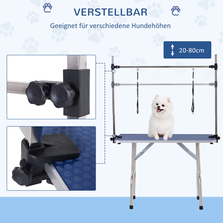 Hundetrimmebord med nederste kurv kæledyrstrimmebord hundetrimmebord hundefrisørbord klippebord til hunde katte op til 100 kg blå