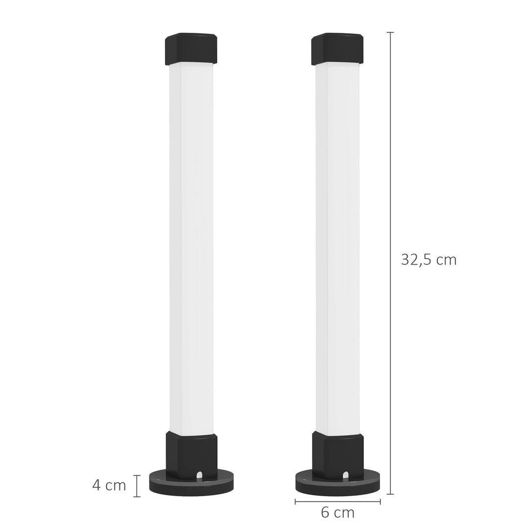 Sæt med 2 led-lamper, bordlampe med app og fjernbetjening, musiksynkronisering, farvetilstande, timer, hvid
