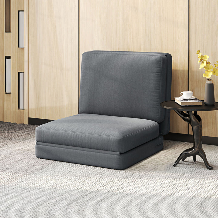 Klapstol med hynde, polstret sofa, stue, gæsteværelse, kontor, 75 x 268 x 18 cm, mørkegrå