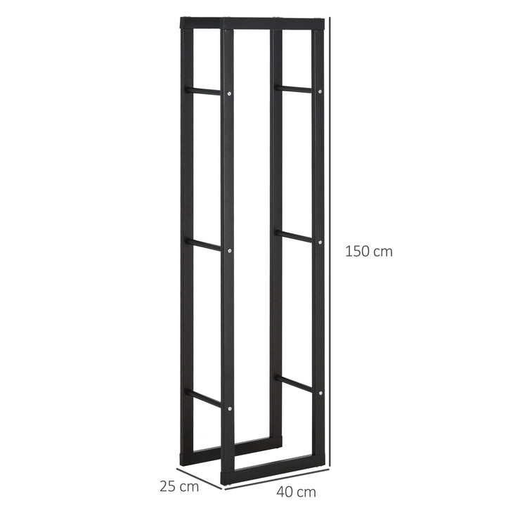Brændehylde metal 40 x 25 x 150 cm brændehylde stablingshjælp stålramme op til 100 kg brændehylde udendørs brændehylde brændehylde til have terrasse udendørs sort