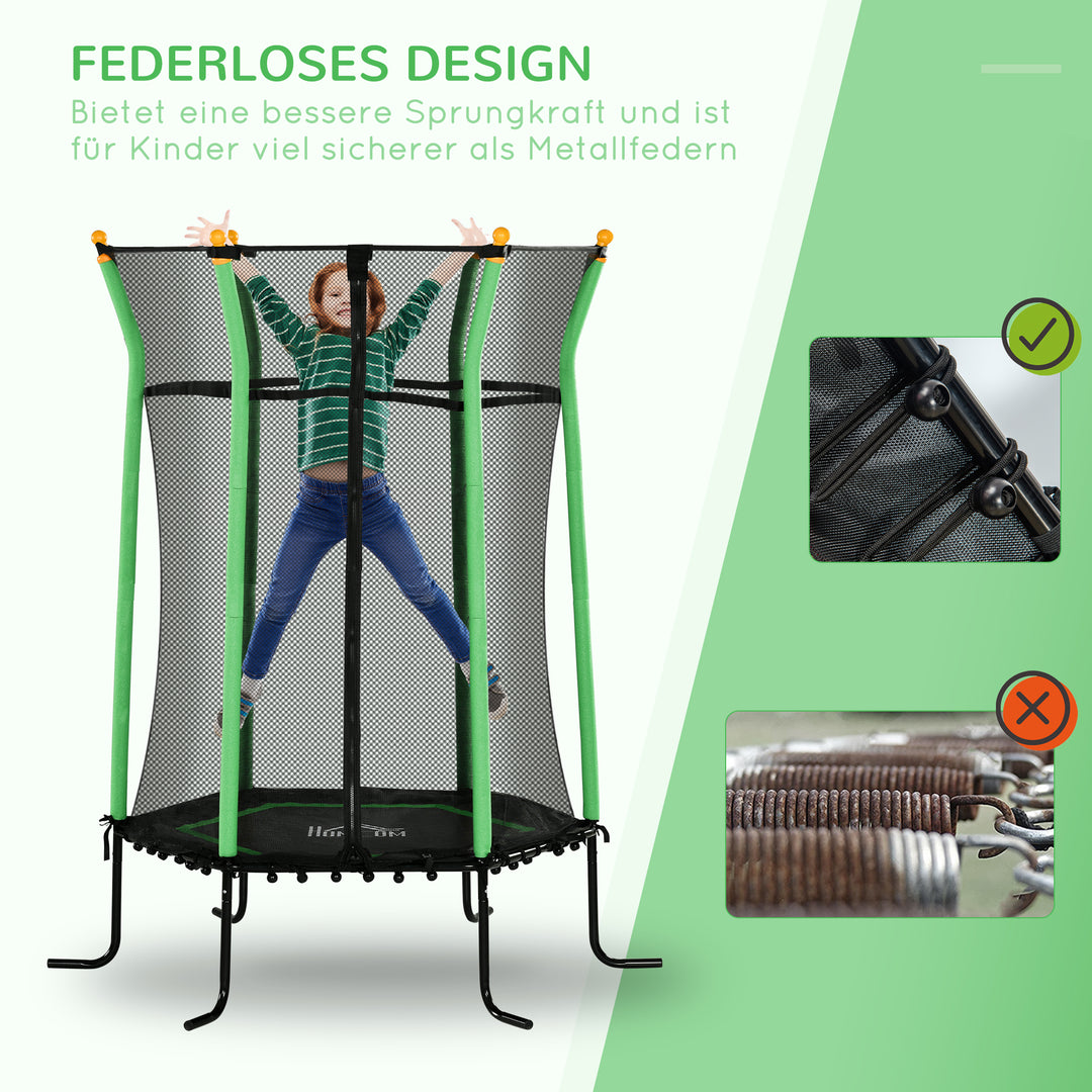 Trampolin til børn, 163,5 cm, med sikkerhedsnet, polstret, stål, lasteevne op til 50 kg