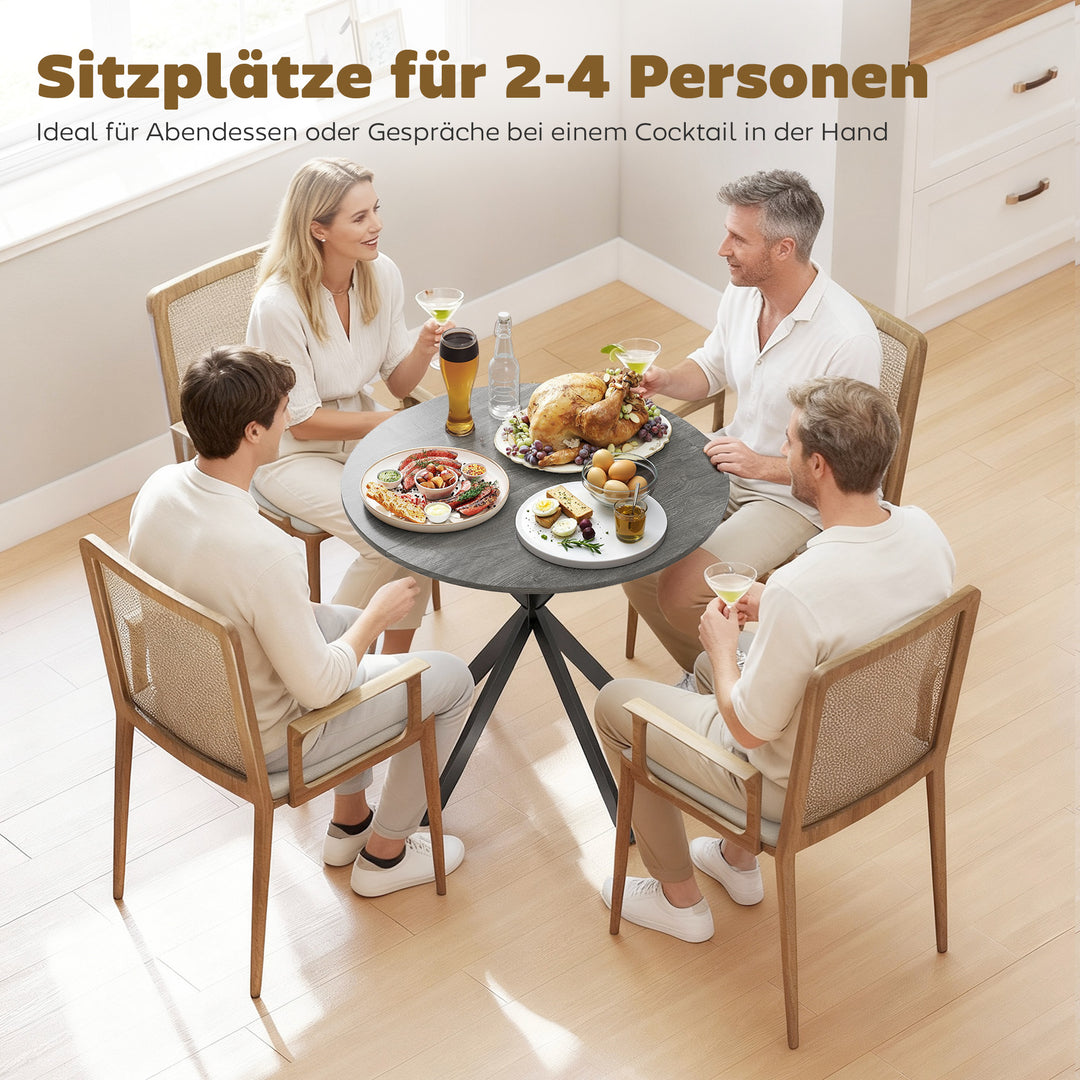 Rundt køkkenbord, 80 cm, kompakt bordplade, spånplade, metal, grå