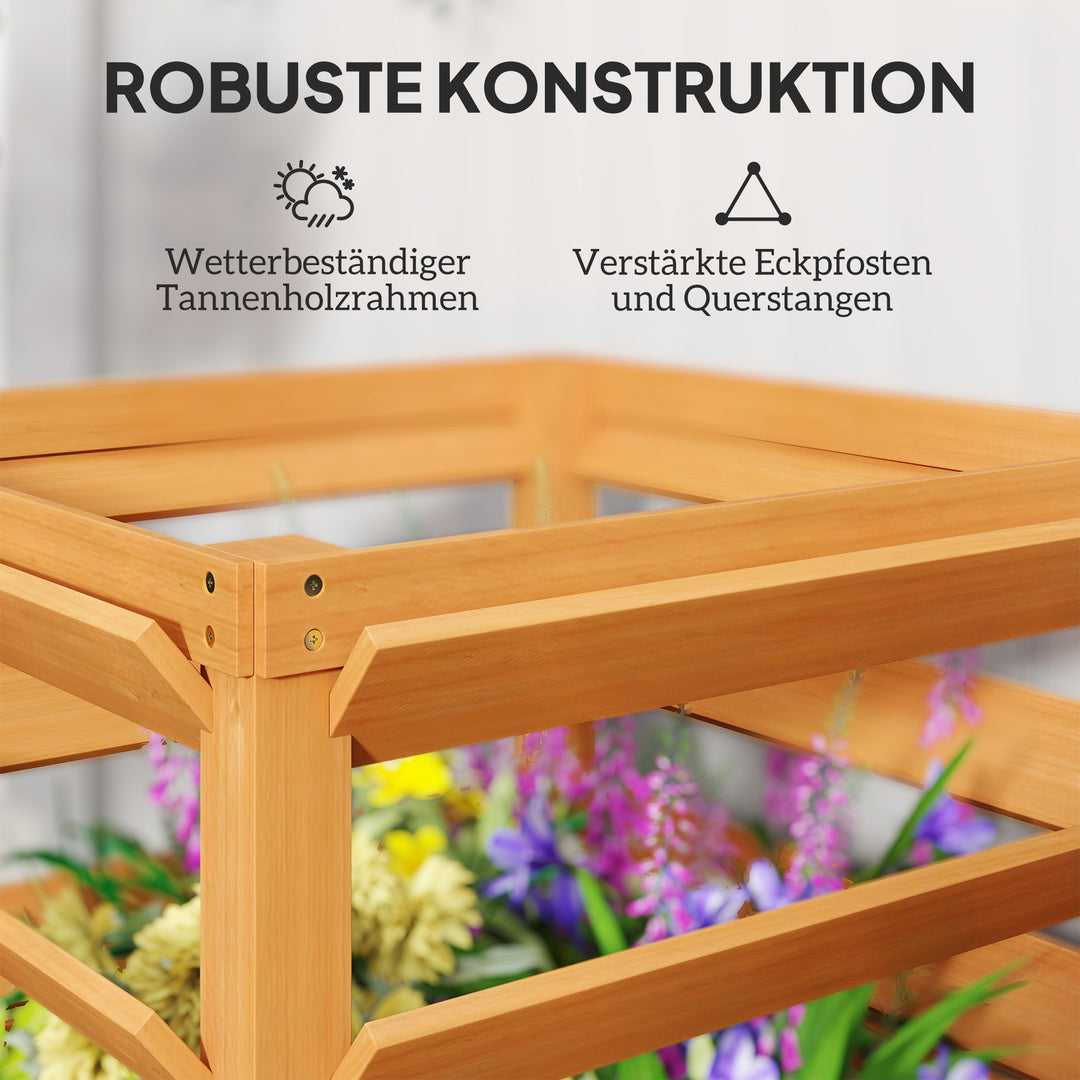 Højbed med espalier, espalier blomsterkasse træ 65 x 65 x 60 cm karamelbrun