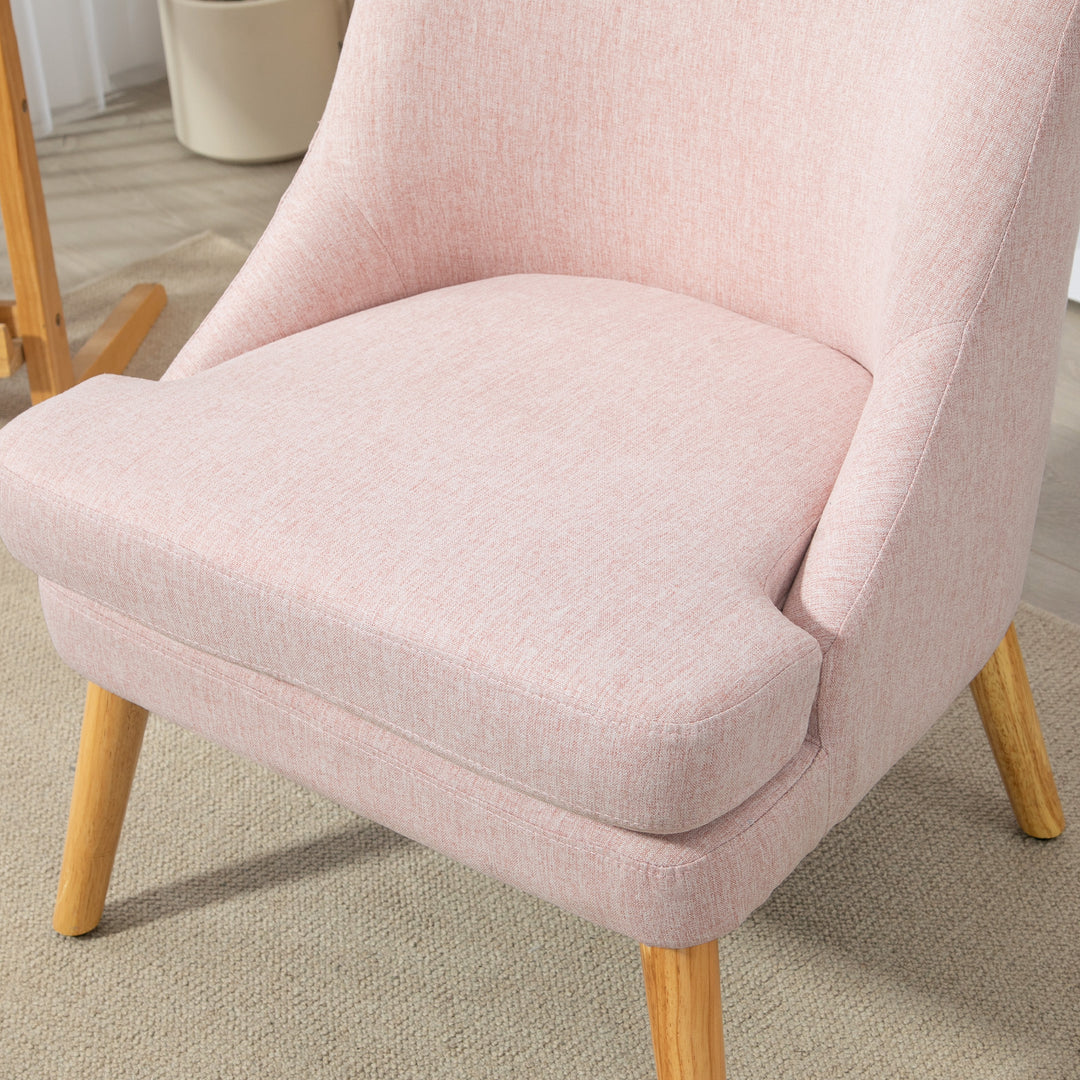 Skandinavisk accentstol, fløjl, 25d skum, hevea træben, beige, 63 x 69 x 79,5 cm