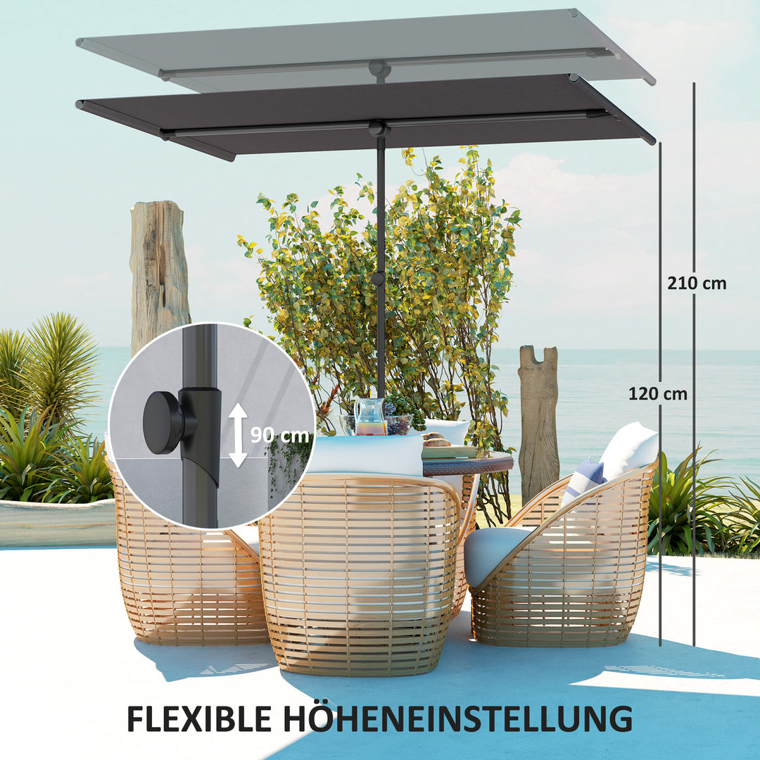 Parasol 180 graders drejelig højdejusterbar haveparasol med aluminiumsstang 150x205cm mørkegrå