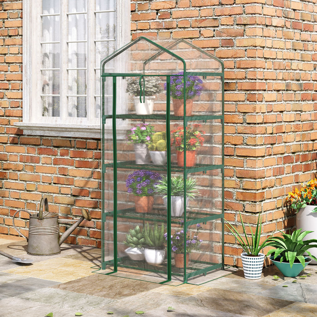 Foliedrivhus, drivhus, minidrivhus, plantehus, kold ramme, 4 hylder, 70 x 50 x 160 cm, transparent