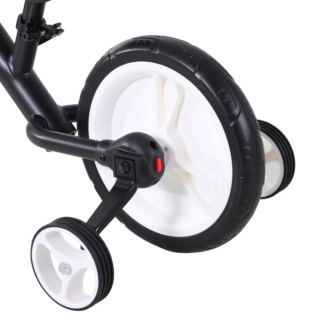 Børnebalancecykel, lærecykel, børnecykel, 2-i-1, børnecykel med støttehjul og pedaler, 2-5 år, sædehøjdejusterbar, pp, sort, 85 x b36 x h54 cm