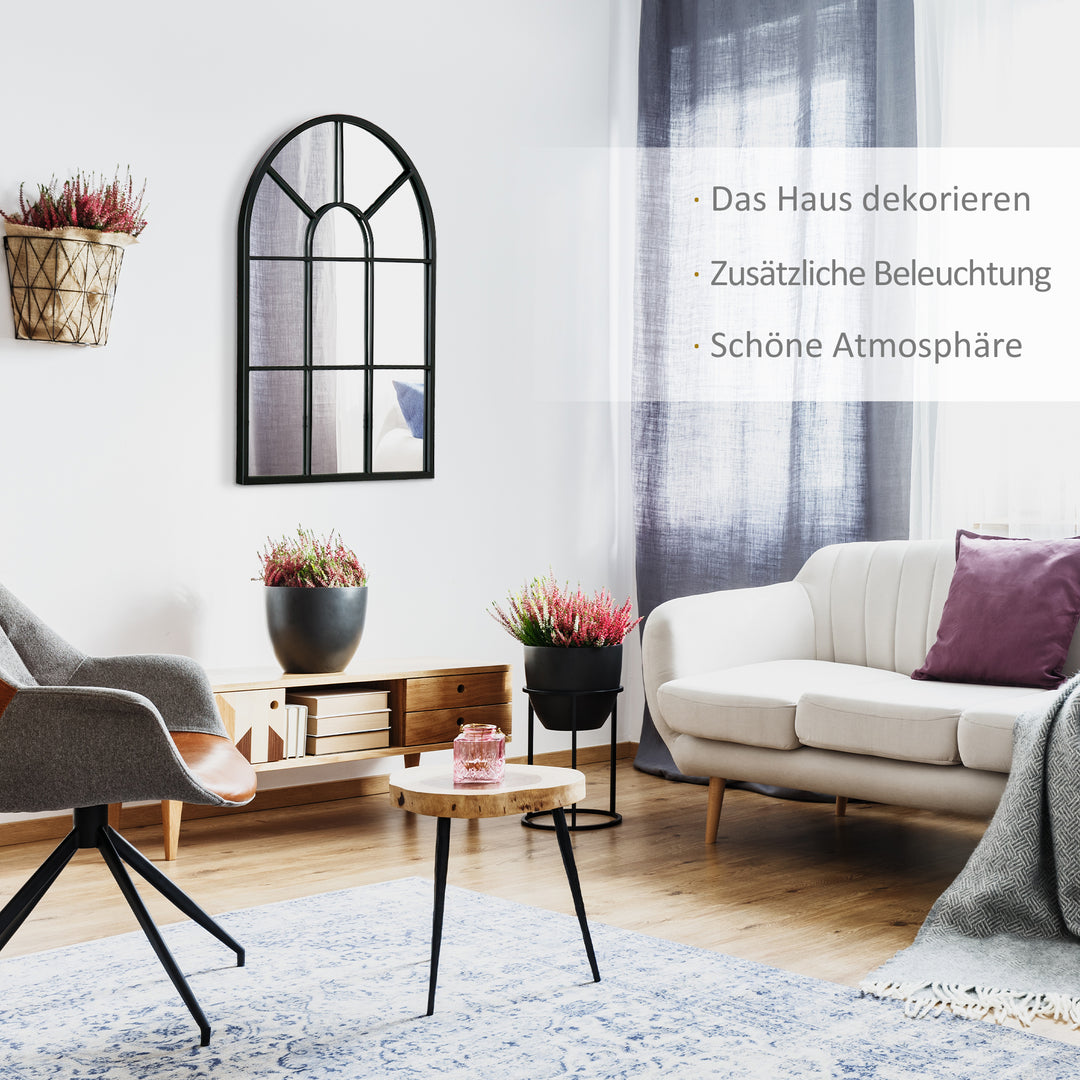 Vægspejl, vinduesdesign, entrespejl, metalramme, 70x50 cm, sort