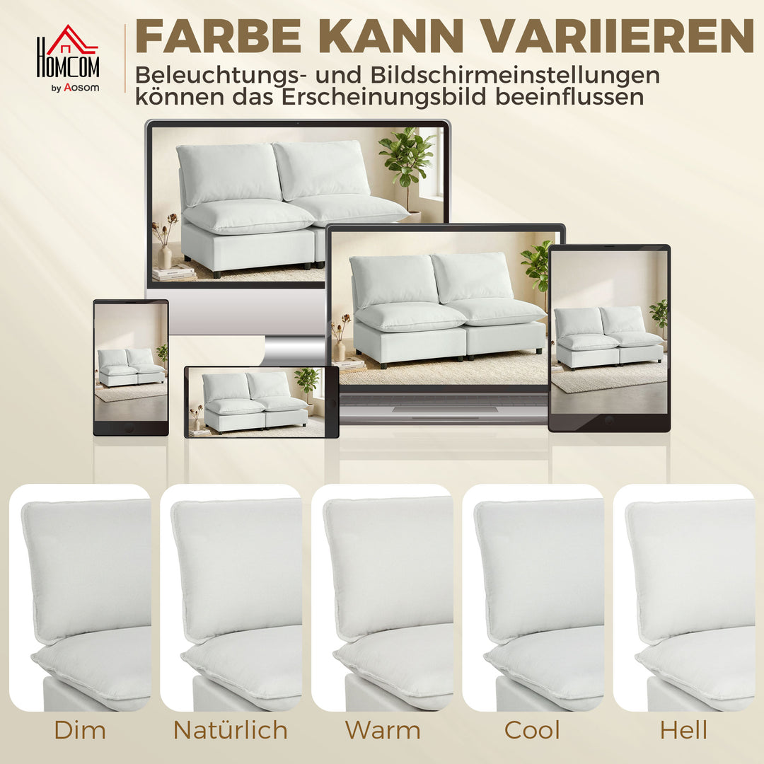 2-personers sofa, 146 cm modulær sofa i kunstlæder med bredt og dybt sæde, tykke hynder, nem montering, grå