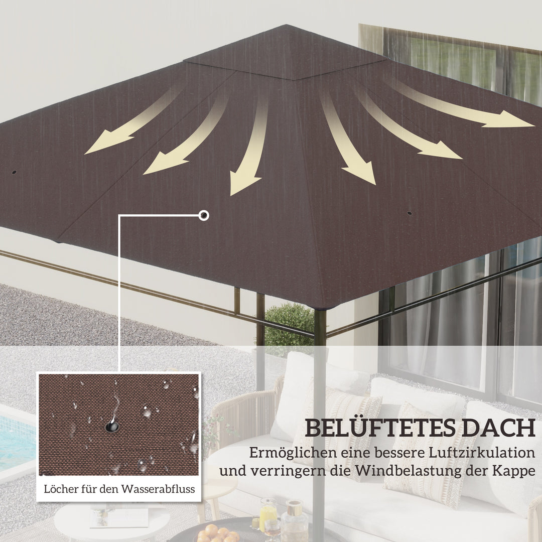 Udskiftningstag til havepavillon, polyester, 2,98 x 2,95 m, kaffe