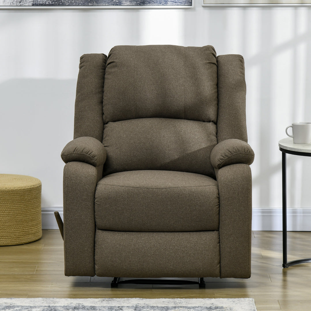Lænestol med hældningsfunktion og fodstøtte, justerbar, op til 150 kg, stålstel, 90 x 96 x 98 cm, brun