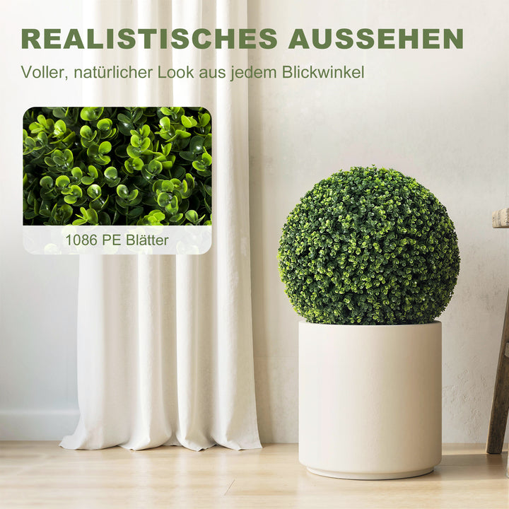 52 cm kunstige eukalyptuskugler i et sæt med 2 stk. UV-bestandige dekorative planter med 1086 blade til indendørs og udendørs brug.